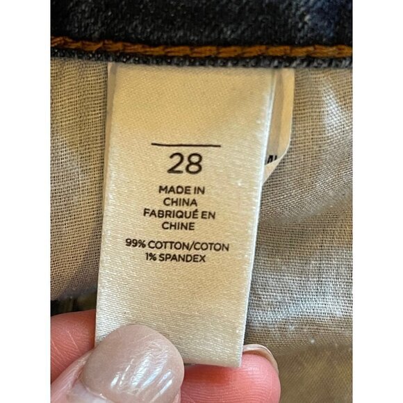 BP Denim Blue Medium Wash‎ Cotton Blend A Line Raw Hem Mini Skirt Size 28 - Picture 9 of 11